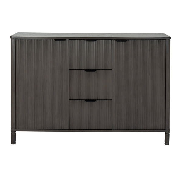 Reed Collection 3 Drawer 2 Door Cabinet – Brown Wooden Storage Cabinet with Panelled Front - My Store