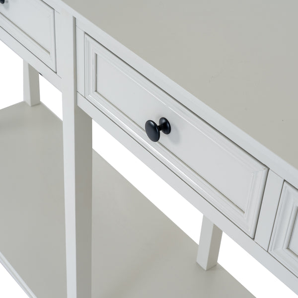 Belmont Collection 4 Drawer Console – 160cm White Wooden Console Table with Storage - My Store