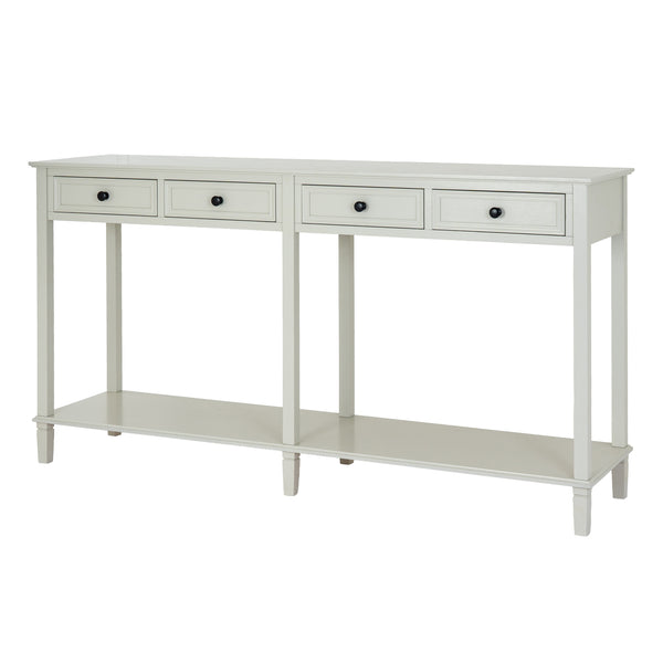 Belmont Collection 4 Drawer Console – 160cm White Wooden Console Table with Storage