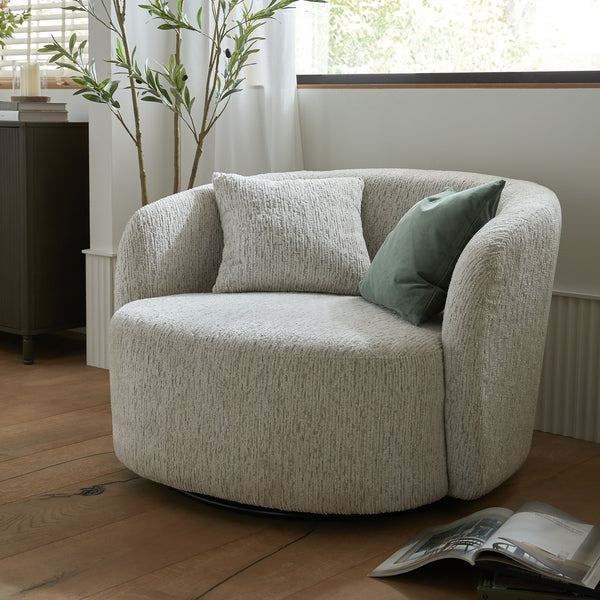 Sorelle Swivel Chair – White Curved Fabric Swivel Accent Chair - My Store