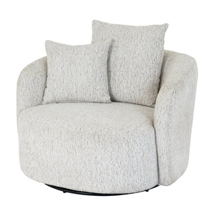 Sorelle Swivel Chair – White Curved Fabric Swivel Accent Chair