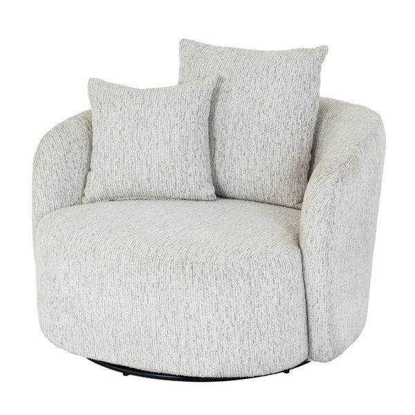 Sorelle Swivel Chair – White Curved Fabric Swivel Accent Chair