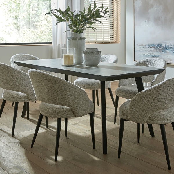 Nivara Rectangular Dining Table – 180cm Composite & Metal Dining Table in Black/Grey - My Store