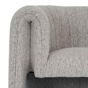 Avia Mist Armchair – Soft Grey Upholstered Lounge Chair with Low Profile & Textured Weave - My Store