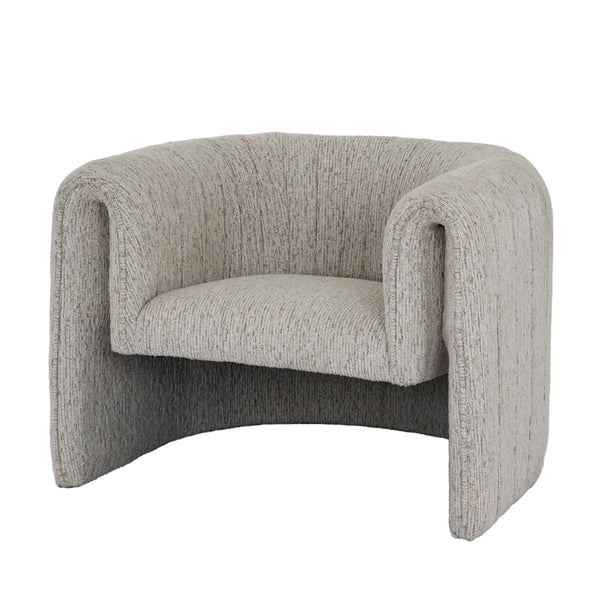 Avia Mist Armchair – Soft Grey Upholstered Lounge Chair with Low Profile & Textured Weave