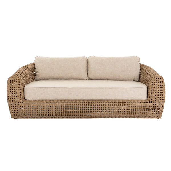 Bloom Collection Outdoor Sofa Modern Weather-Resistant Garden Sofa with Durable Frame and Neutral Finish