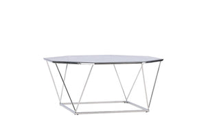 Mmilo Österlen Coffee Table 100 cm – Round Glass Table with Silver Steel Frame, Modern Luxury Design