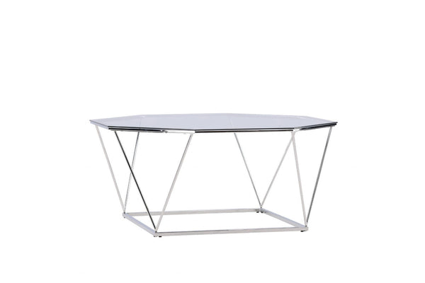 Mmilo Österlen Coffee Table 100 cm – Round Glass Table with Silver Steel Frame, Modern Luxury Design
