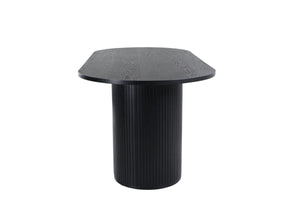 Bianca Oval Dining Table | Walnut Finish, Modern Ribbed Base( Black)