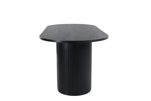 Bianca Oval Dining Table | Walnut Finish, Modern Ribbed Base( Black)