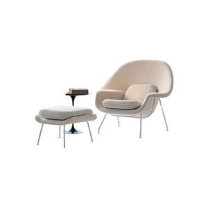 Womb Lounge Chair and Footstool Set – Modern Armchair with Matching Ottoman, Upholstered Lounge Seating with Painted Steel Frame for Living Room, Bedroom & Lounge - My Store