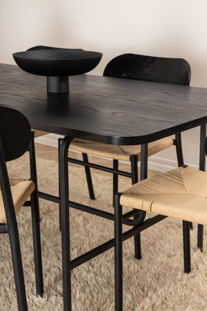 Uno Dining Table with 6 Polly Steel Dining Chairs – Modern 6-Seater Dining Set