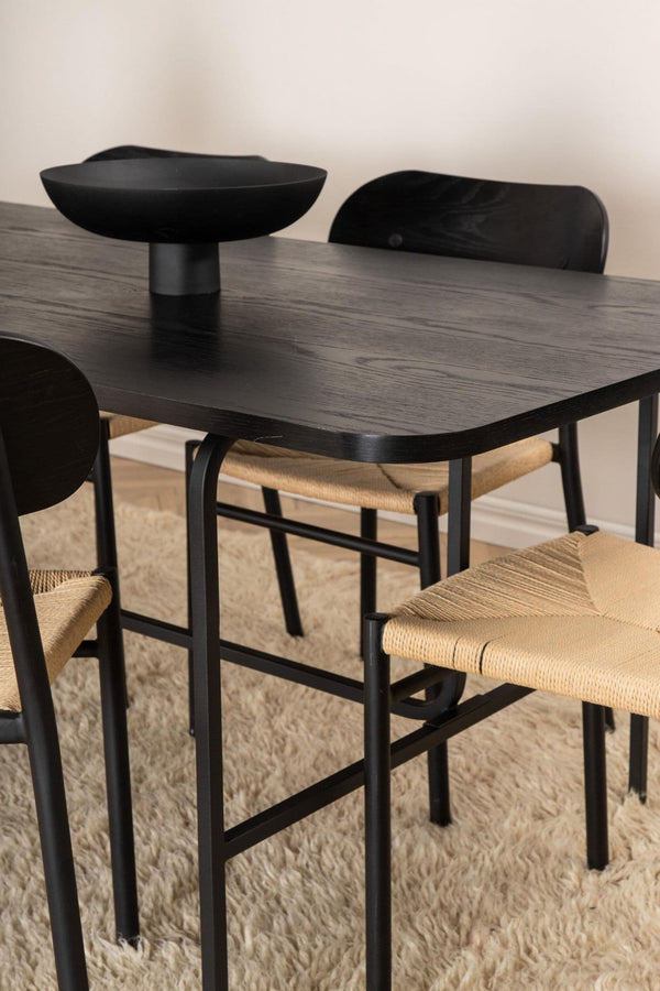 Uno Dining Table with 6 Polly Steel Dining Chairs – Modern 6-Seater Dining Set