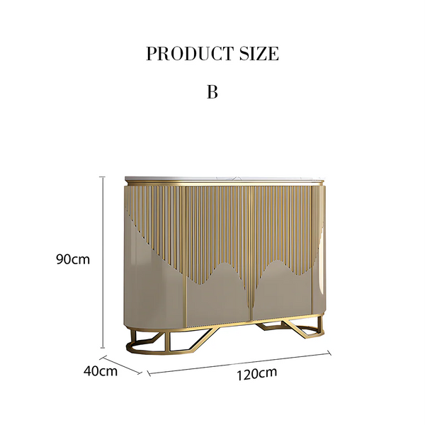 Isabel Hallway Sideboard Console Table 160cm – Gold & Champagne Beige Contemporary Storage Cabinet with MDF Top and Metal Frame - My Store