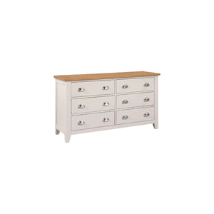 Julian Bowen Richmond 6 Drawer Wide Chest – Elephant Grey Oak Veneer Bedroom Storage Chest