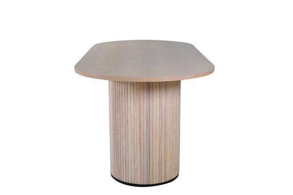 Bianca Oval Dining Table 200x90cm | White Wash Modern Ribbed Design