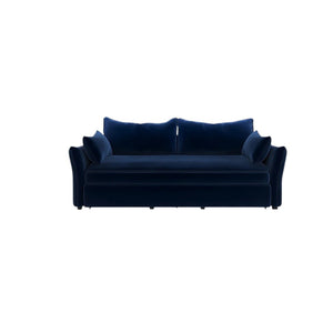Ritchie Velvet Two Seater Pull Out Sofa Bed – Modern Convertible Sleeper Sofa with Pull-Out Mattress, Compact Space-Saving Guest Bed, Blue/Green/Beige