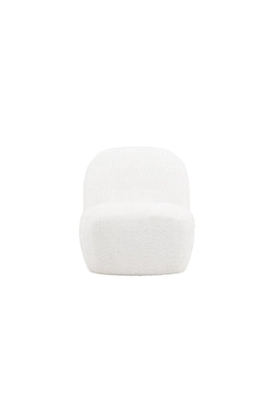 Mahla Lounge Chair – White Bouclé Fabric – Modern Accent Chair with Sculpted Base – Mmilo
