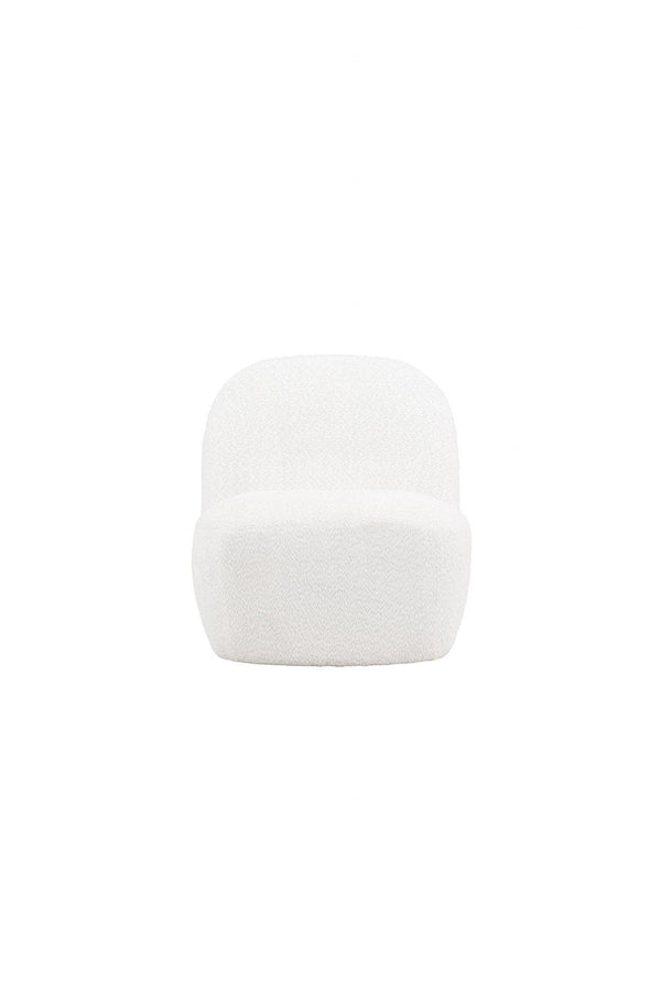 Mahla Lounge Chair – White Bouclé Fabric – Modern Accent Chair with Sculpted Base – Mmilo