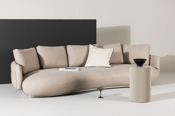 Stellar 4-Seater Sofa in Beige | Modern Fabric Couch with Cushions | Contemporary Living Room Sofa by Venture Homes