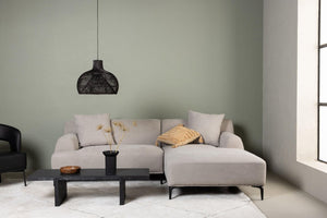 Viskan 3-Seater Sofa with Divan | Matte Black Frame & Light Grey Fabric