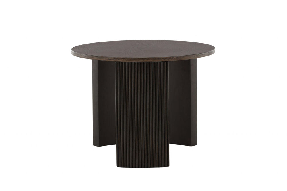 Bristol Sofa Table – Mocca Veneer, Round Coffee Table with Ribbed Wood Frame, 45 cm Height, Mmilo Venture Home Collection