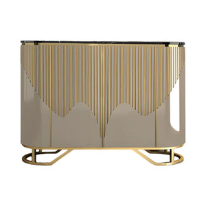 Isabel Hallway Sideboard Console Table 160cm – Gold & Champagne Beige Contemporary Storage Cabinet with MDF Top and Metal Frame - My Store