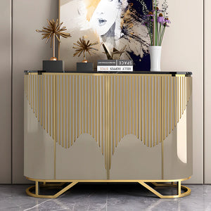 Isabel Hallway Sideboard Console Table 160cm – Gold & Champagne Beige Contemporary Storage Cabinet with MDF Top and Metal Frame - My Store