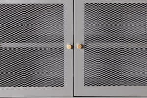 Malla Industrial Cabinet with Mesh Doors | Light Grey Modern Storage Furniture