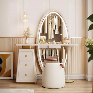 Charlotte Cream Dressing Table with LED Mirror