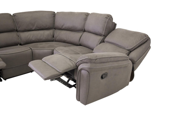 Mmilo Saranda Recliner Corner Sofa, Grey – Luxurious Microfiber L-Shaped Sofa with Electric Recliner Function, High Comfort & Spacious Design for Modern Living Rooms