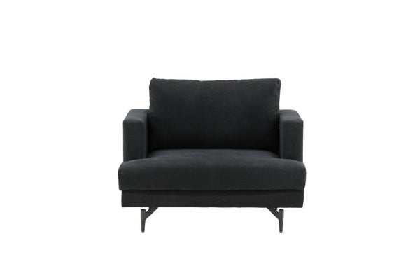 Sofia Black Armchair | Nordic Design with Soft Cushions & Metal Legs