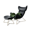 Imola Modern Lounge Chair and Ottoman Set – Bonded Leather Upholstered Comfort Chair with Aluminium Base, Star & Frame Legs – Contemporary Living Room Accent Seating