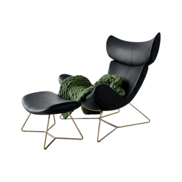 Imola Modern Lounge Chair and Ottoman Set – Bonded Leather Upholstered Comfort Chair with Aluminium Base, Star & Frame Legs – Contemporary Living Room Accent Seating