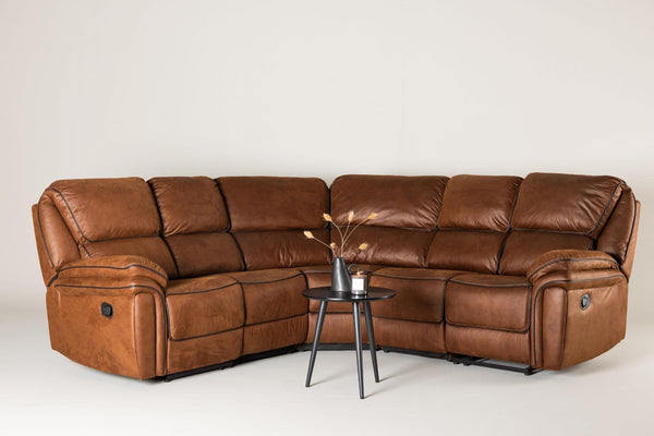 Saranda Recliner Corner Sofa, Brown – Luxurious Microfiber L-Shaped Sofa with Electric Recliner Function, High Comfort & Spacious Design for Modern Living Rooms