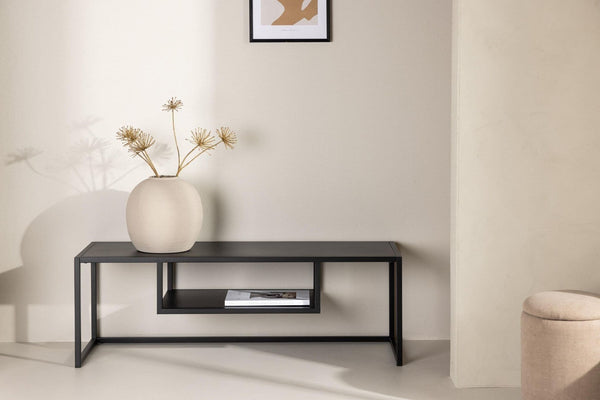 Riverside TV Stand, Black Steel – Modern Minimalist Media Console by Mmilo