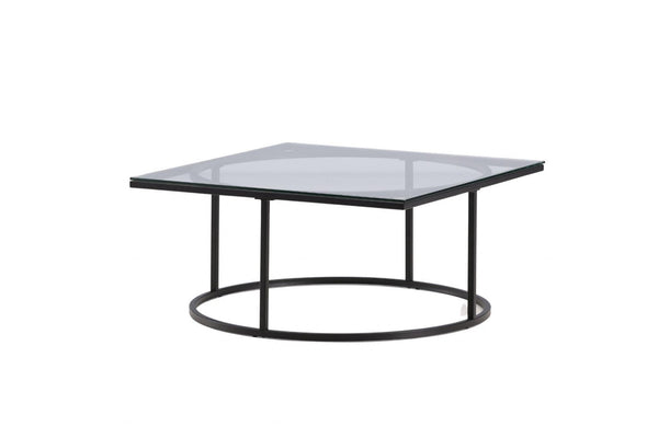 Skanör Sofa Table, Black – Modern Glass & Steel Coffee Table by Mmilo
