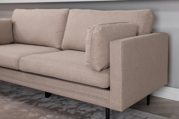 Boom 2-Seater Sofa, Black/Brown Fabric | Modern Nordic Design with Metal Legs