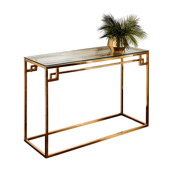 Elegant Cesar Gold Console Table inspired by classic Greek design
