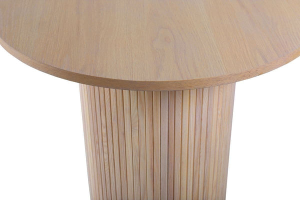 Bianca Oval Dining Table 200x90cm | White Wash Modern Ribbed Design