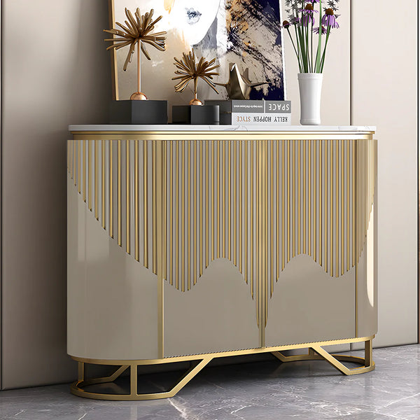 Isabel Hallway Sideboard Console Table 160cm – Gold & Champagne Beige Contemporary Storage Cabinet with MDF Top and Metal Frame - My Store