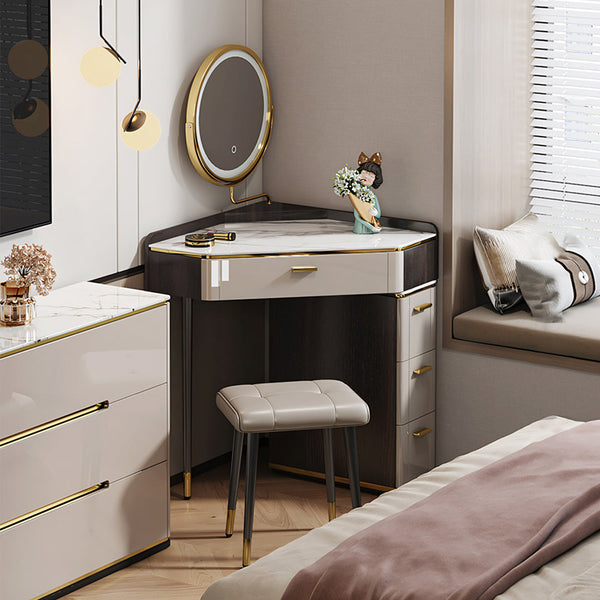 Amigo Small Corner Dressing Table with LED Mirror