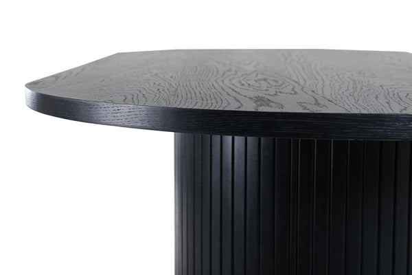 Bianca Oval Dining Table | Walnut Finish, Modern Ribbed Base( Black)