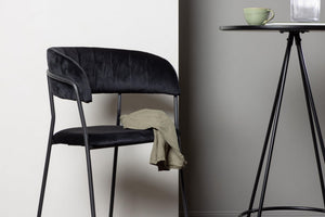 Lui Bar Chair Set of 2 | Black Velvet Upholstery with Steel Legs, Modern Bar Stools