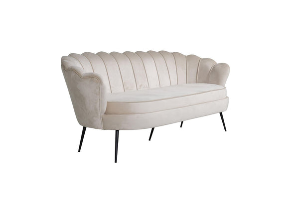 Calais 3-Seater Sofa in Beige Velvet | Modern Stylish Sofa with Angled Metal Legs