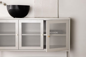 Malla Industrial Cabinet with Mesh Doors | Beige Modern Storage Furniture