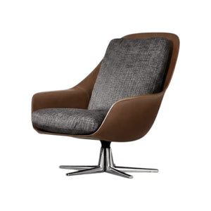 Herton Modern Swivel Lounge Chair with Ottoman Set – Velvet Upholstered Armchair with High-Density Foam Cushion & Painted Steel Base – Contemporary Living Room Accent Seating