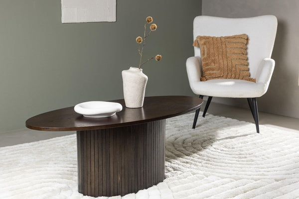 Mmilo Bianca Oval Sofa Table 120x55 cm | Mocca MDF Coffee Table, Modern Living Room Design