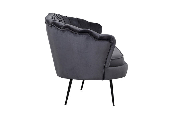 Calais 3-Seater Sofa in Dark Grey Velvet | Modern Stylish Sofa with Angled Metal Legs