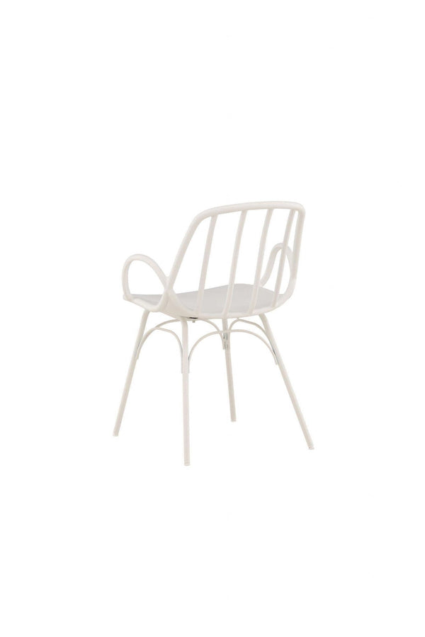 Dyrön Dining Chair Set of 2, White | Modern Plastic Chairs with Steel Legs